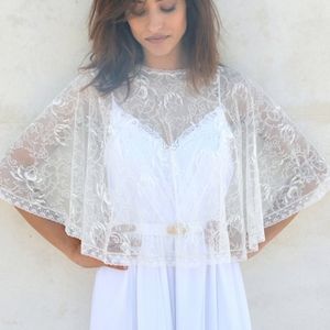 Bridal lace cape, bride shawl with lace , Capelet wedding cover